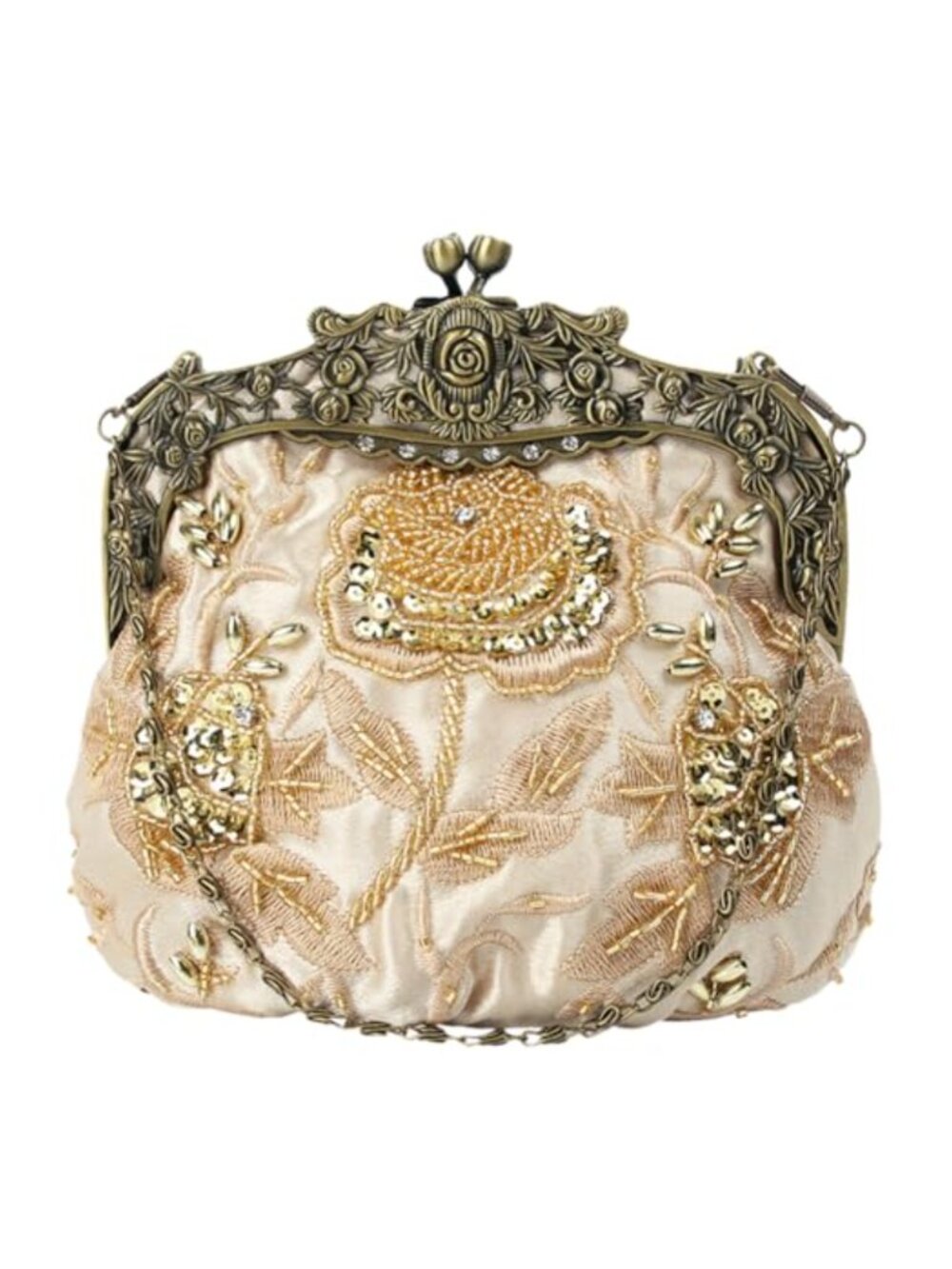 Beaded Sequin Flower Evening Clutch Wedding Prom Cocktail Party Handbag
